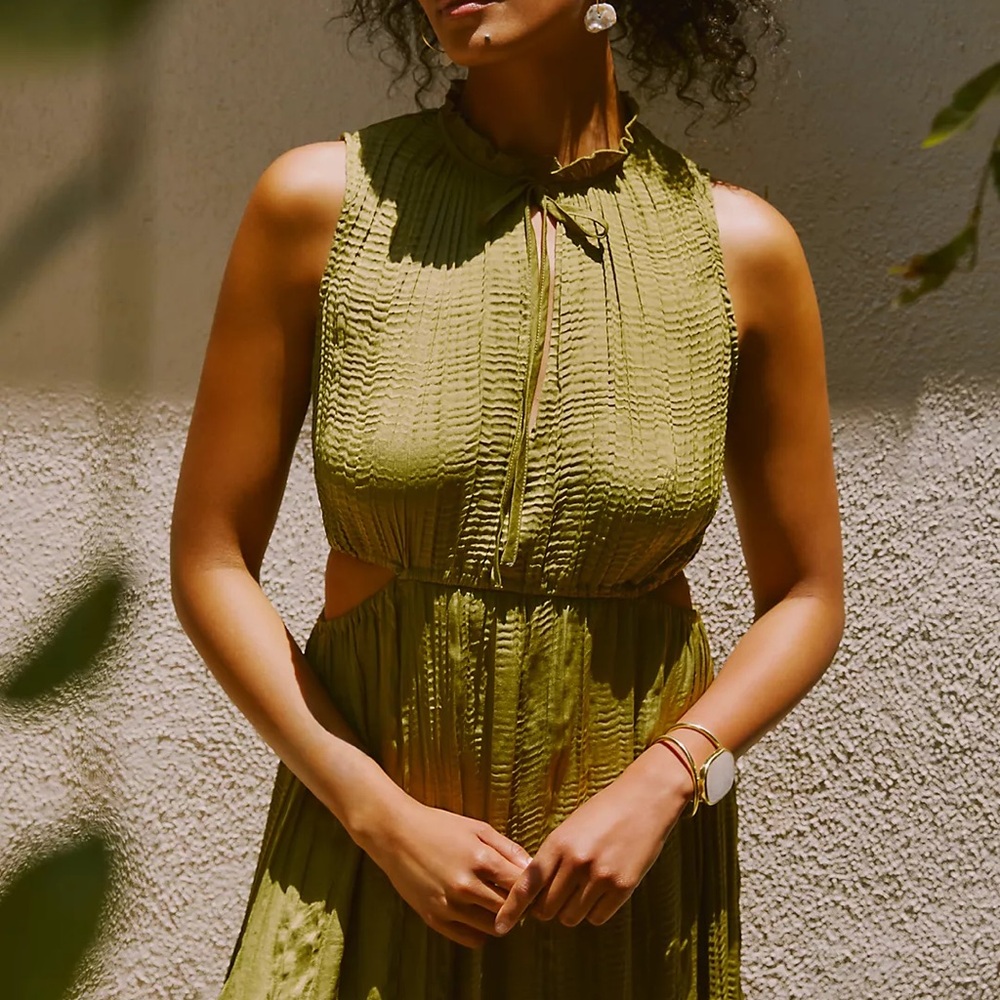 Anthropologie - Sarah Hann Textured Mock-Neck Cutout Dress NWT - Picture 2 of 7
